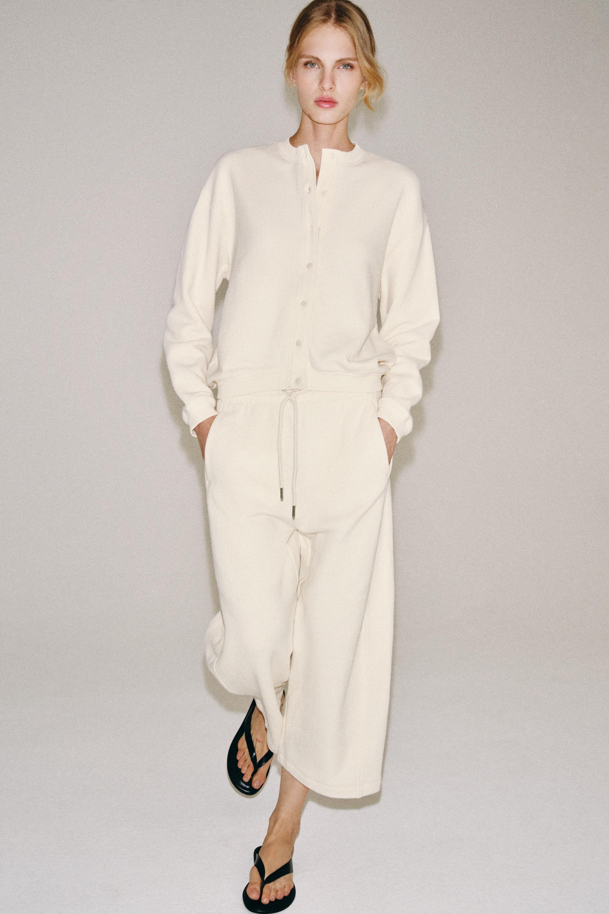 COTTON BUTTON-UP SWEATSHIRT